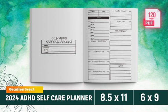 Download (KDP) 2024 Adhd Self Care Planner Canva - Adhd self care planner Collection