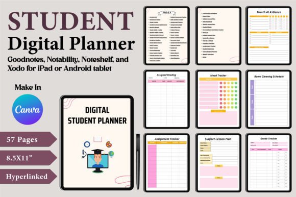 Download Digital Student Planner Canva Templates - Premium Bundle
